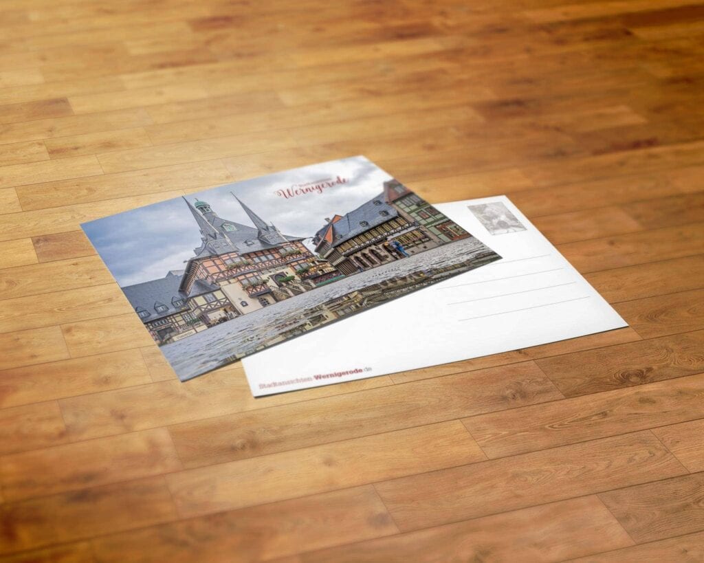 Rathaus im Regen | Postkarte | Stadtansichten Wernigerode