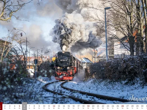 Kalender Stadtansichten Wernigerode 2025 | Harzer Schmalspurbahn am Westerntor