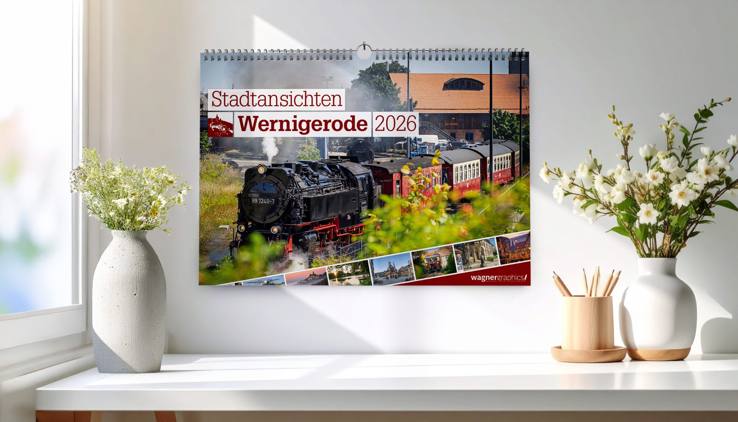 Wernigerode-Kalender 2026 mit Harzer Schmalspurbahn als Motiv