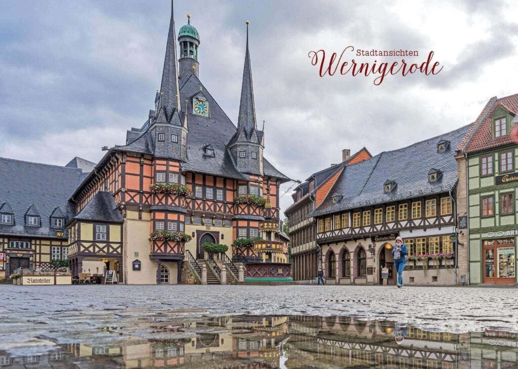Rathaus im Regen | Postkarte | Stadtansichten Wernigerode