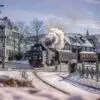 Winterliche Schmalspurbahn auf Westerntorkreuzung